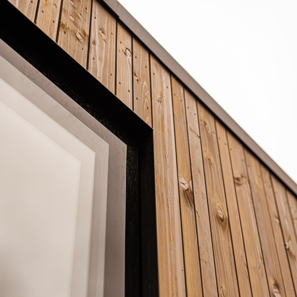 Modern Timber-Clad Facade With Minimalist Window Detail